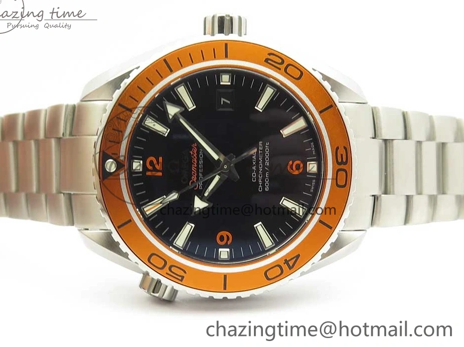 0128 Tailored Planet Ocean Professional Orange Bezel 45.5mm 1:1 VSF Best Edition on SS Bracelet A8500 Super Clone (2 Straps) 7950